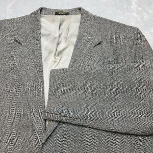 Hardwick Herringbone Wool Tweed Blazer Jacket Mens 46L Black‎ White 2 Button USA